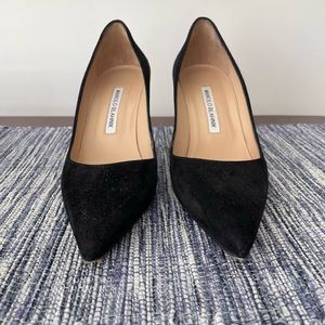 Manolo Blahnik 70mm black suede pumps